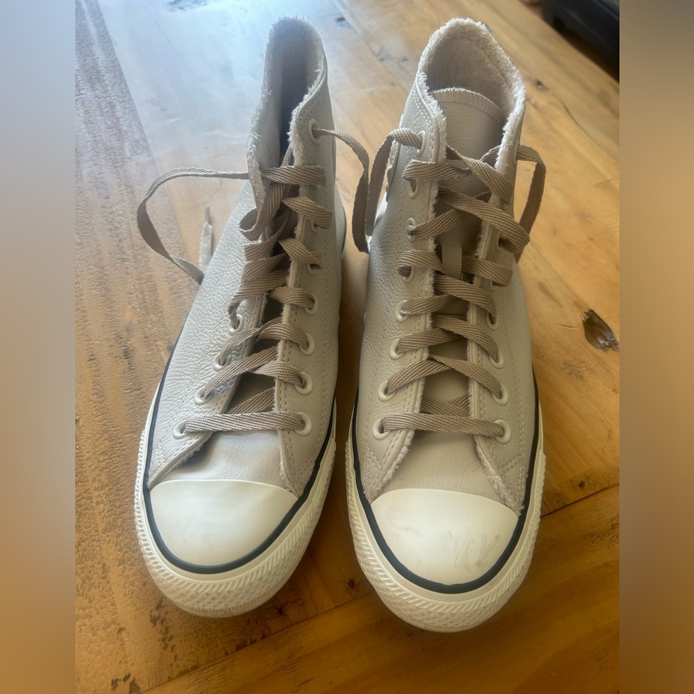 Leather converse high top sneakers